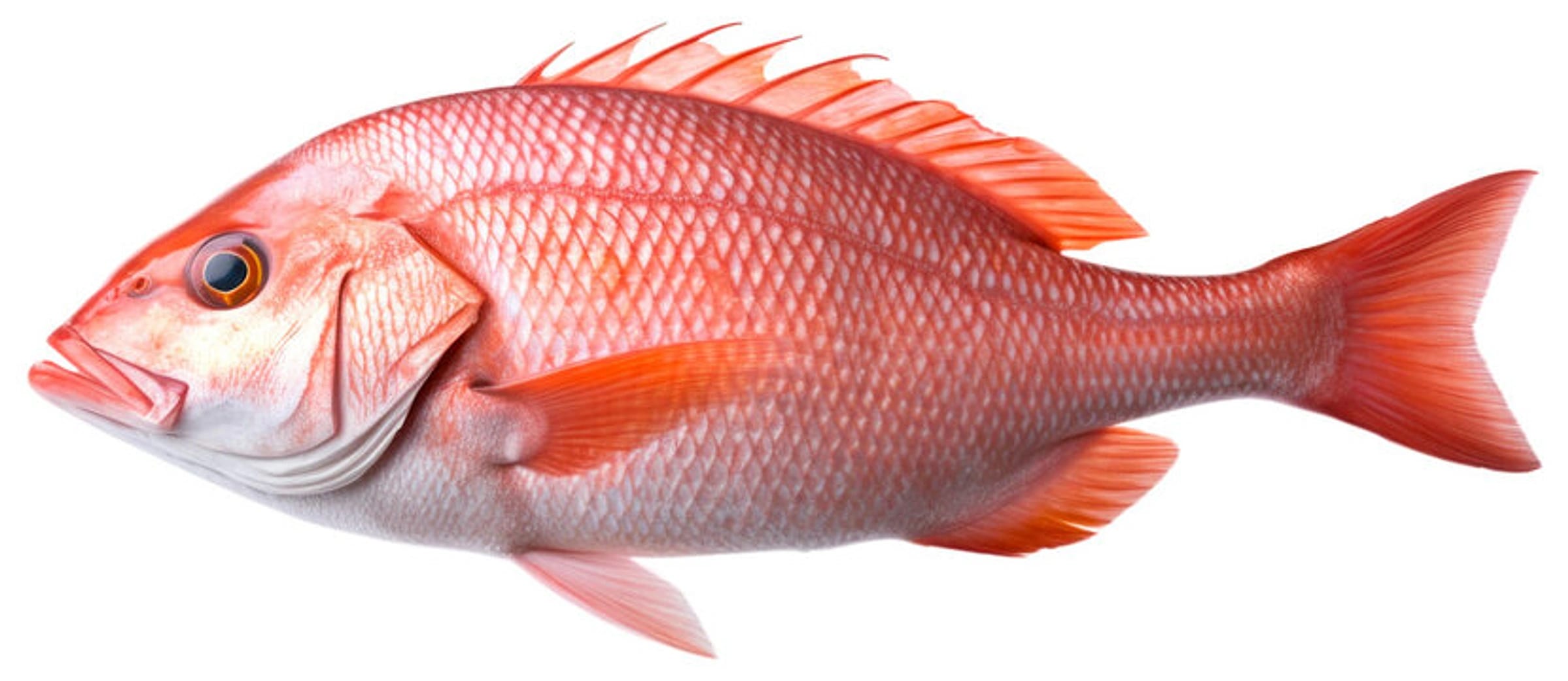Whole red snapper fish on a plain background